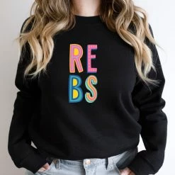 Hustle And Heart NC Colorful Block Mascots Rebs Colorful Graphic Tee