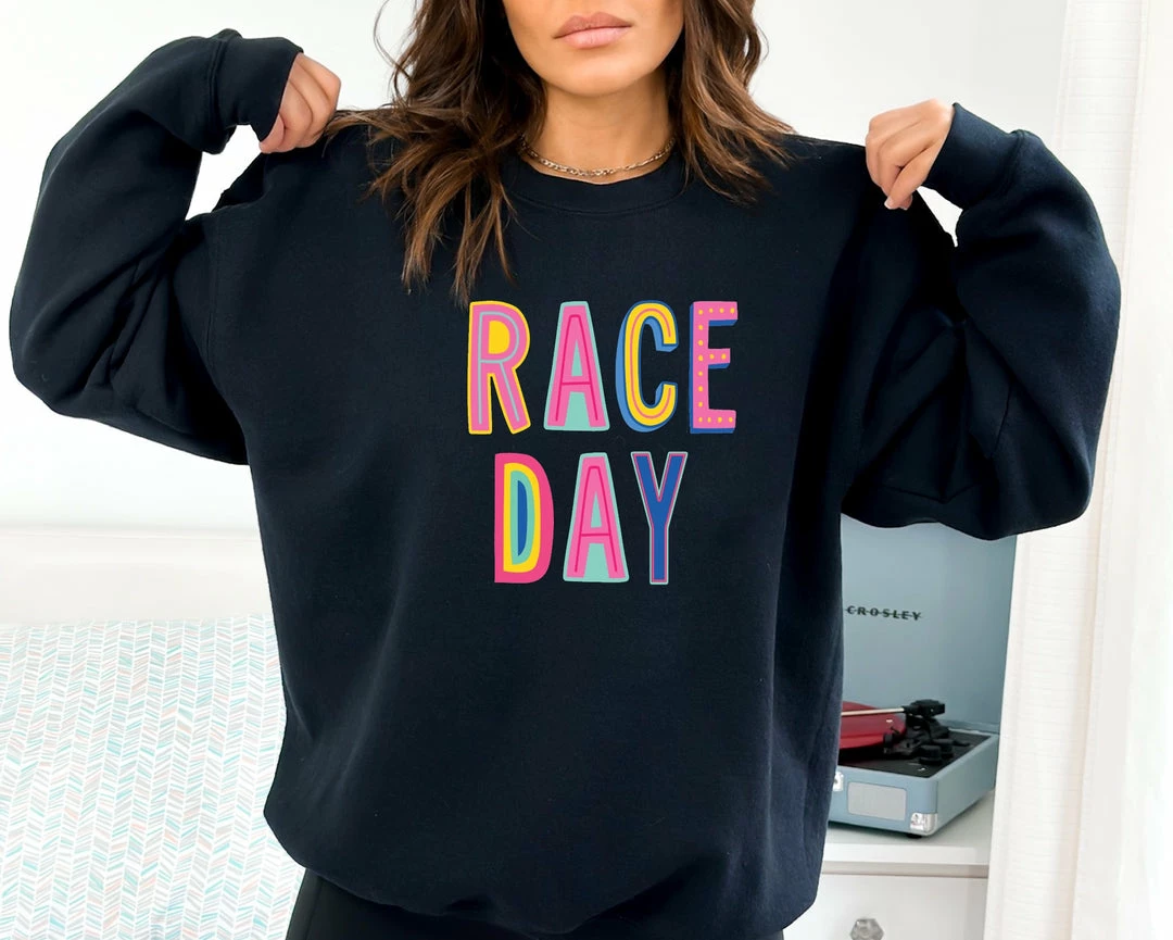 Hustle And Heart NC Race Day Colorful Graphic Tee