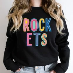 Hustle And Heart NC Rockets Colorful Graphic Tee Colorful Block Mascots