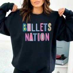 Hustle And Heart NC Bullets Nation Colorful Graphic Tee Colorful Block Mascots