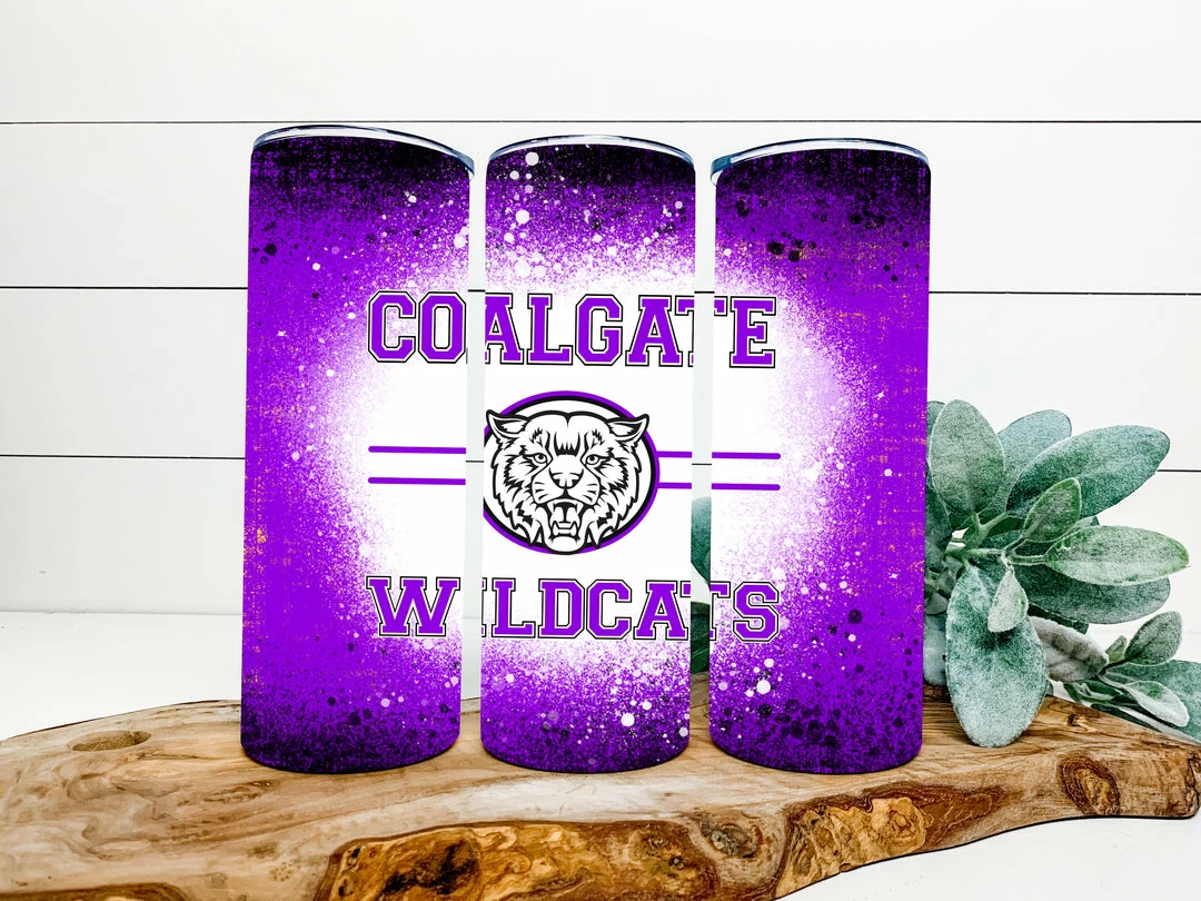Hustle & Heart NC Coalgate Wildcats Bleach Completed 20oz Skinny Tumbler