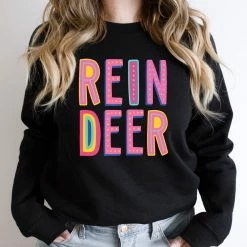 Hustle And Heart NC Colorful Block Mascots Reindeer Colorful Graphic Tee