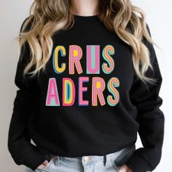 Hustle And Heart NC Crusaders Colorful Graphic Tee Colorful Block Mascots