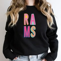 Hustle And Heart NC Rams Colorful Graphic Tee Colorful Block Mascots