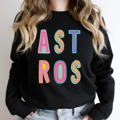 Hustle And Heart NC Colorful Block Mascots Astros Colorful Graphic Tee