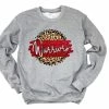 Hustle & Heart NC Warriors Red/White With Black Outline Tan Leopard Faux Glitter Leopard Circle Designs