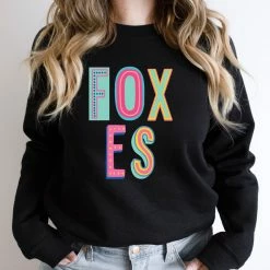 Hustle And Heart NC Foxes Colorful Graphic Tee Colorful Block Mascots