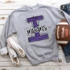 Hustle & Heart NC Indians Purple Glitter Varsity Doodle