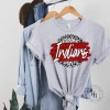 Hustle & Heart NC Indians Red Faux Glitter Grey Leopard Circle Graphic Tee