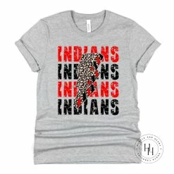 Hustle And Heart NC Lightning Bolt Designs Indians Red Lightning Bolt Graphic Tee