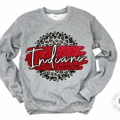 Hustle & Heart NC Indians Red/White With Black Outline