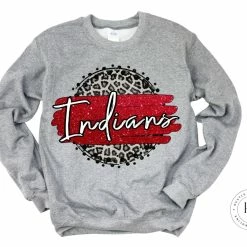 Hustle & Heart NC Indians Red/White With Black Outline