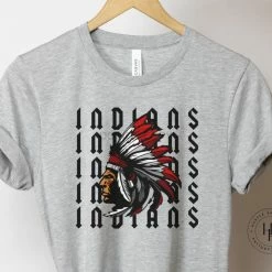 Hustle & Heart NC Indians Repeating Mascot Graphic Tee