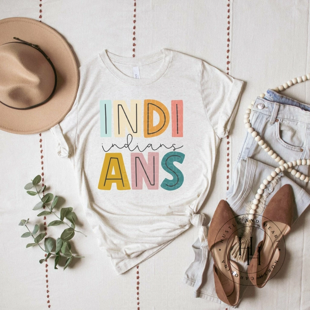 Hustle & Heart NC Indians Water Color- SUBLIMATION TRANSFER Transfers