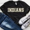 Hustle And Heart NC Faux Chenille And Glitter Letter Patch Tees Indians White/Gold Faux Chenille Letters Graphic Tee