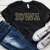 Hustle And Heart NC IOWA Black Faux Chenille Letters Graphic Tee