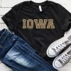Hustle And Heart NC Faux Chenille And Glitter Letter Patch Tees IOWA Leopard Faux Chenille Letters Graphic Tee
