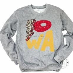 Hustle And Heart NC Lightning Bolt Designs IOWA Lightning Bolt Graphic Tee