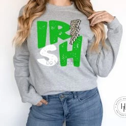 Hustle And Heart NC Lightning Bolt Designs Irish Green/White Lightning Bolt Graphic Tee