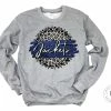 Hustle & Heart NC Faux Glitter Leopard Circle Designs Jackets Blue And White