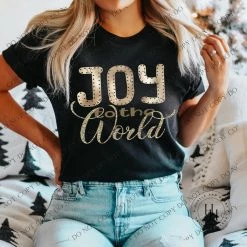 Hustle & Heart NC Joy To The World Graphic Tee Christmas