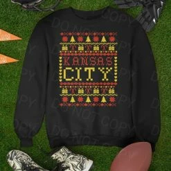 Hustle & Heart NC Kansas City Ugly Sweater Graphic Tee Christmas
