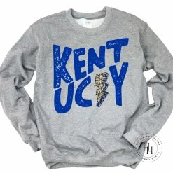 Hustle And Heart NC Kentucky Royal Blue Lightning Bolt Graphic Tee