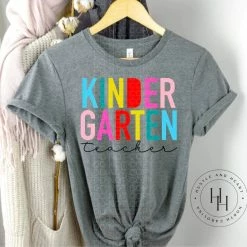 Hustle & Heart NC Transfers Kindergarten Teacher Colorful Block Screenprint Transfer