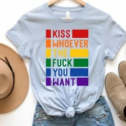 Hustle And Heart NC Kiss Whoever The Fuck You Want Pride Graphic Tee LGBTQIA+ Pride/Equality