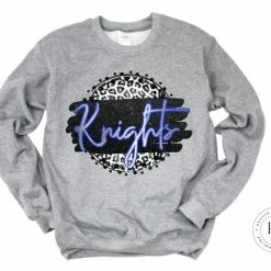 Hustle & Heart NC Faux Glitter Leopard Circle Designs Knights Black & Blue/White Gradient