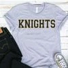 Hustle And Heart NC Knights Black/Gold Faux Chenille Letters Graphic Tee Faux Chenille And Glitter Letter Patch Tees