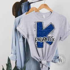 Hustle & Heart NC Knights Blue/Silver Glitter Varsity Doodle