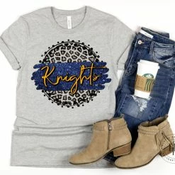 Hustle & Heart NC Faux Glitter Leopard Circle Designs Knights Navy