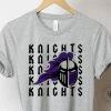 Hustle & Heart NC Repeating Mascot Designs Knights Purple And Grey Repeating Custom Mascot Graphic Tee