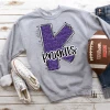 Hustle & Heart NC School Doodle Designs Knights Purple Glitter Varsity Doodle