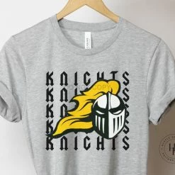 Hustle & Heart NC Customizable Name Tees Knights (Yellow Gold) Repeating Mascot Graphic Tee