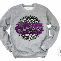 Hustle & Heart NC Faux Glitter Leopard Circle Designs KrisCross Purple