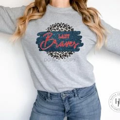 Hustle & Heart NC Lady Braves Grey Leopard Faux Glitter Leopard Circle Designs
