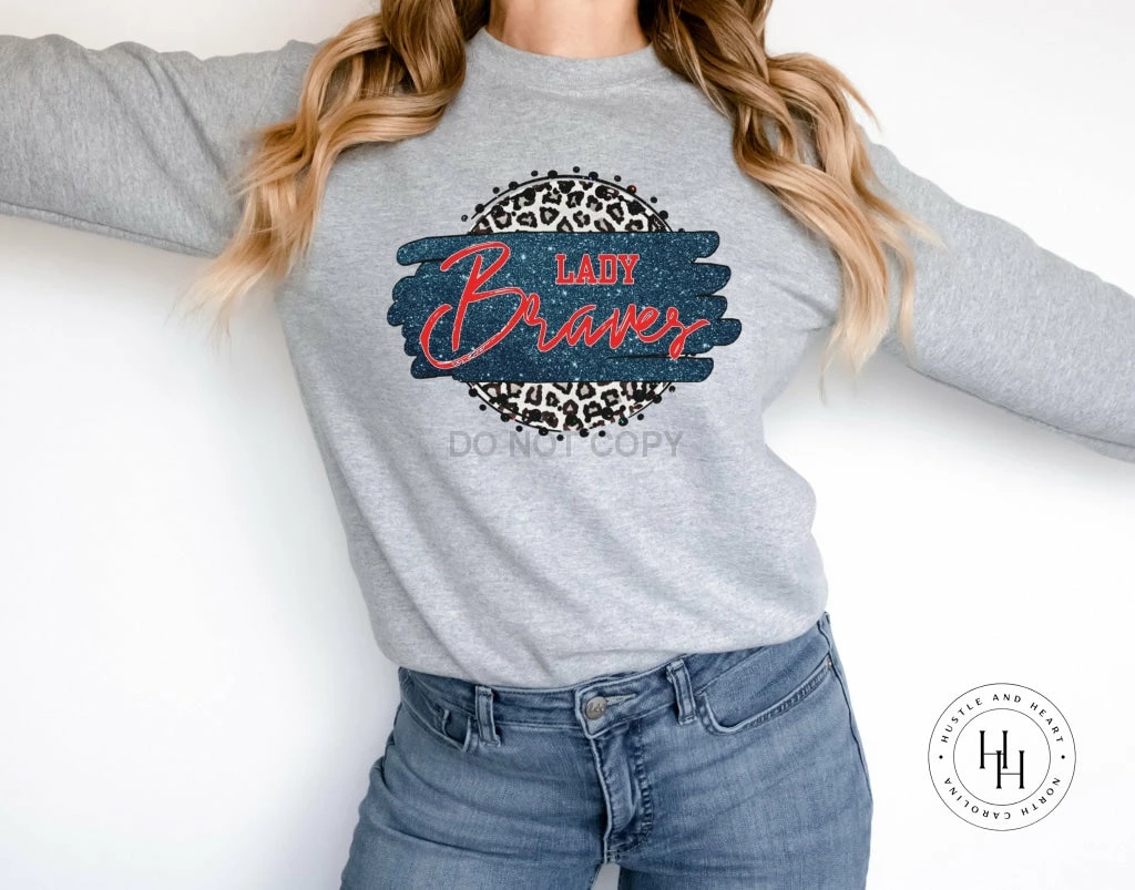 Hustle & Heart NC Lady Braves Grey Leopard Faux Glitter Leopard Circle Designs