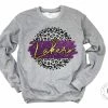 Hustle & Heart NC Lakers Purple And Gold Faux Glitter Leopard Circle Designs