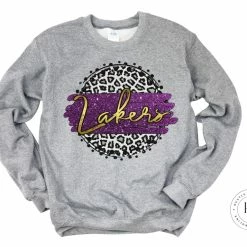 Hustle & Heart NC Lakers Purple And Gold Faux Glitter Leopard Circle Designs