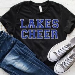 Hustle And Heart NC Faux Chenille And Glitter Letter Patch Tees Lakes Cheer Royal/Silver Faux Chenille Letters Graphic Tee