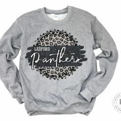 Hustle & Heart NC Faux Glitter Leopard Circle Designs Ledford Panthers