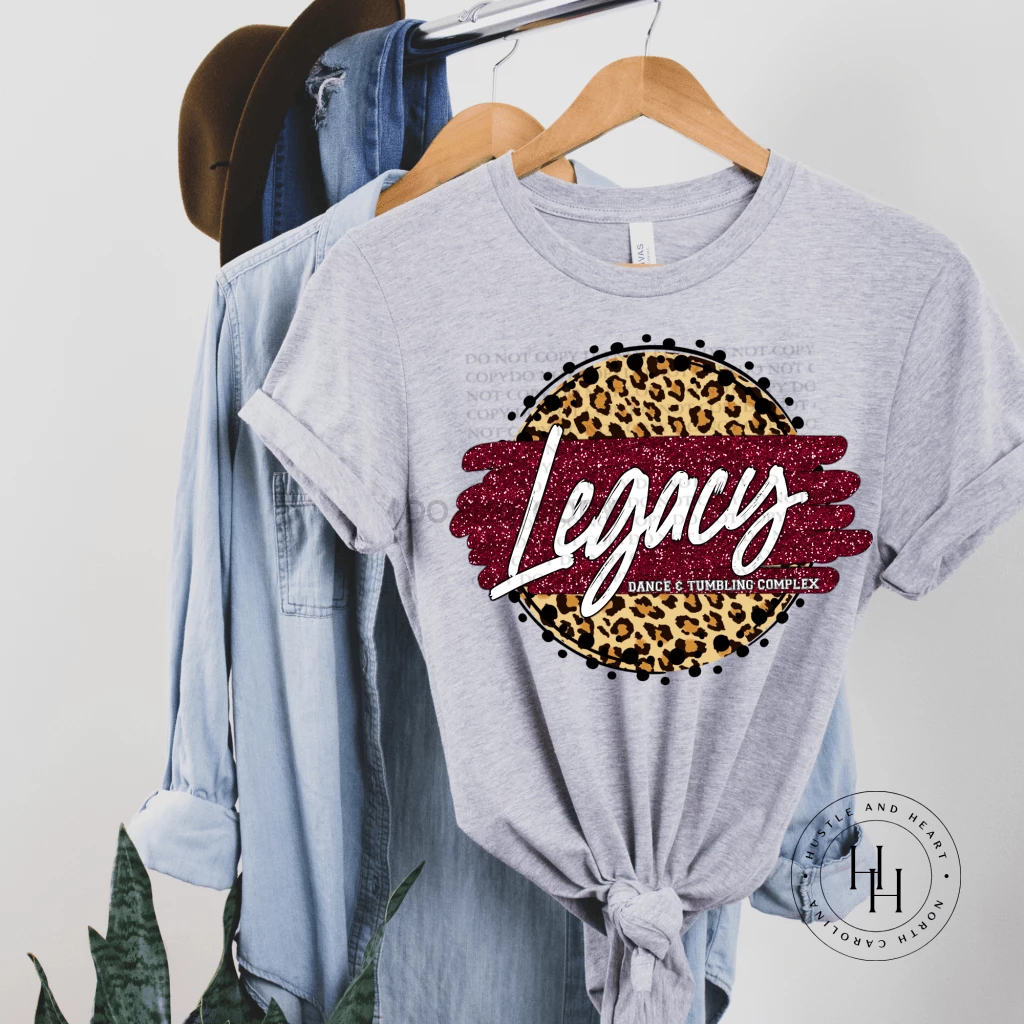 Hustle & Heart NC Faux Glitter Leopard Circle Designs Legacy Dance And Tumbling Complex Leopard Circle Graphic Tee