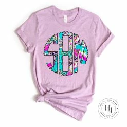 Hustle & Heart NC Leopard Brush Monogram Graphic Tee