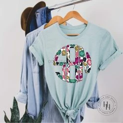 Hustle & Heart NC Monogram Tees Leopard Spot Monogram Graphic Tee