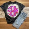 Hustle & Heart NC Leopard Stripe Monogram Graphic Tee Monogram Tees
