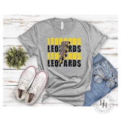 Hustle And Heart NC Leopards Yellow Lightning Bolt Graphic Tee Lightning Bolt Designs