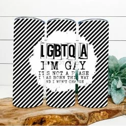 Hustle & Heart NC LGBTQIA I'm Gay Completed 20oz Skinny Tumbler