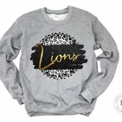 Hustle & Heart NC Lions Black And Gold Faux Glitter Leopard Circle Designs